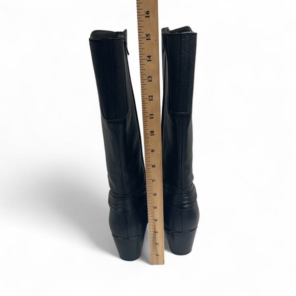 Clarks Boots Womens 9.5M Tall Riding Black Leather Side Zip Knee High Block Heel - Picture 5 of 7